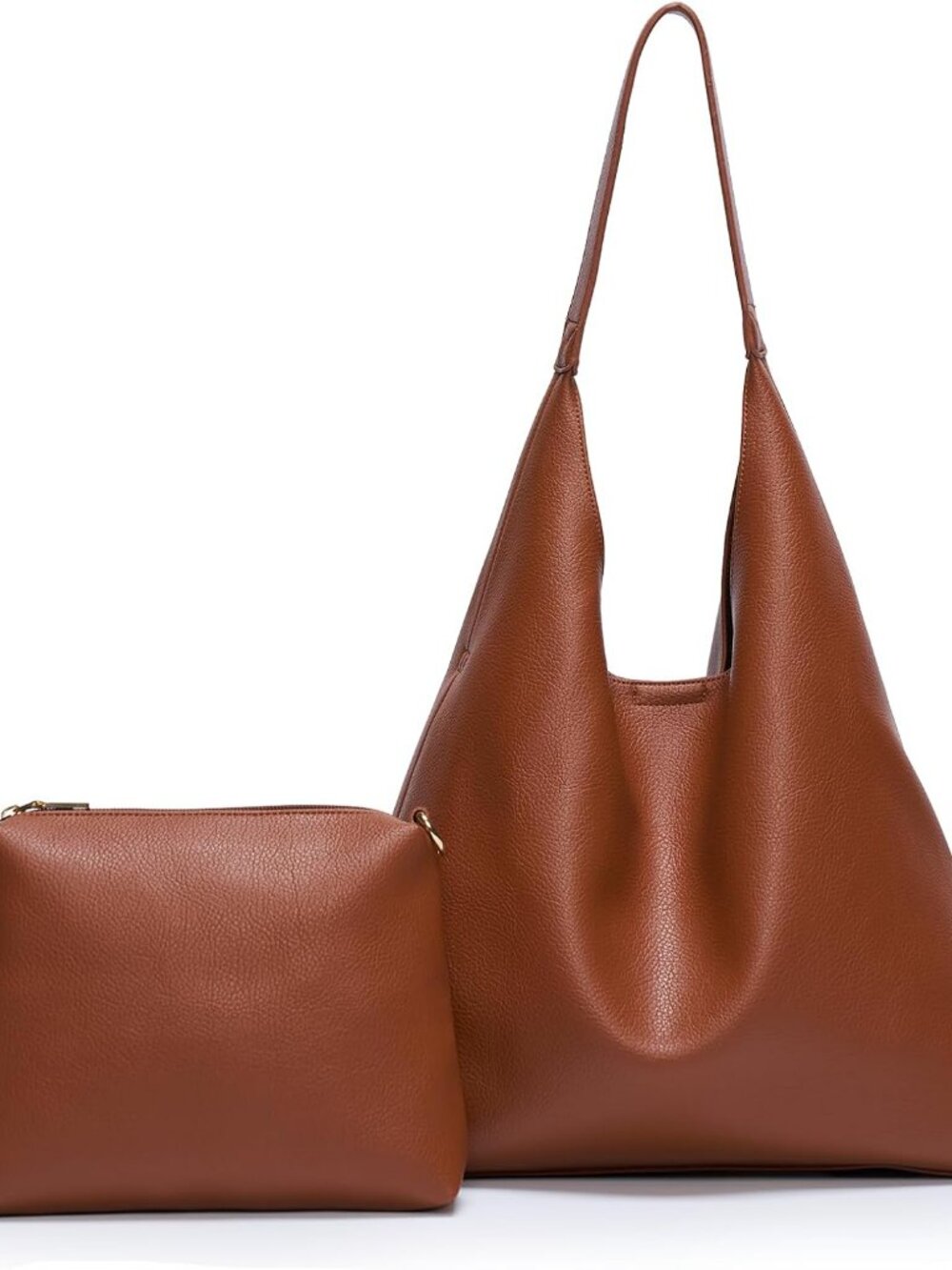 Hobo Bags for Women 2 Pcs Set, Large Soft Vegan Leather Slouchy Tote Bag